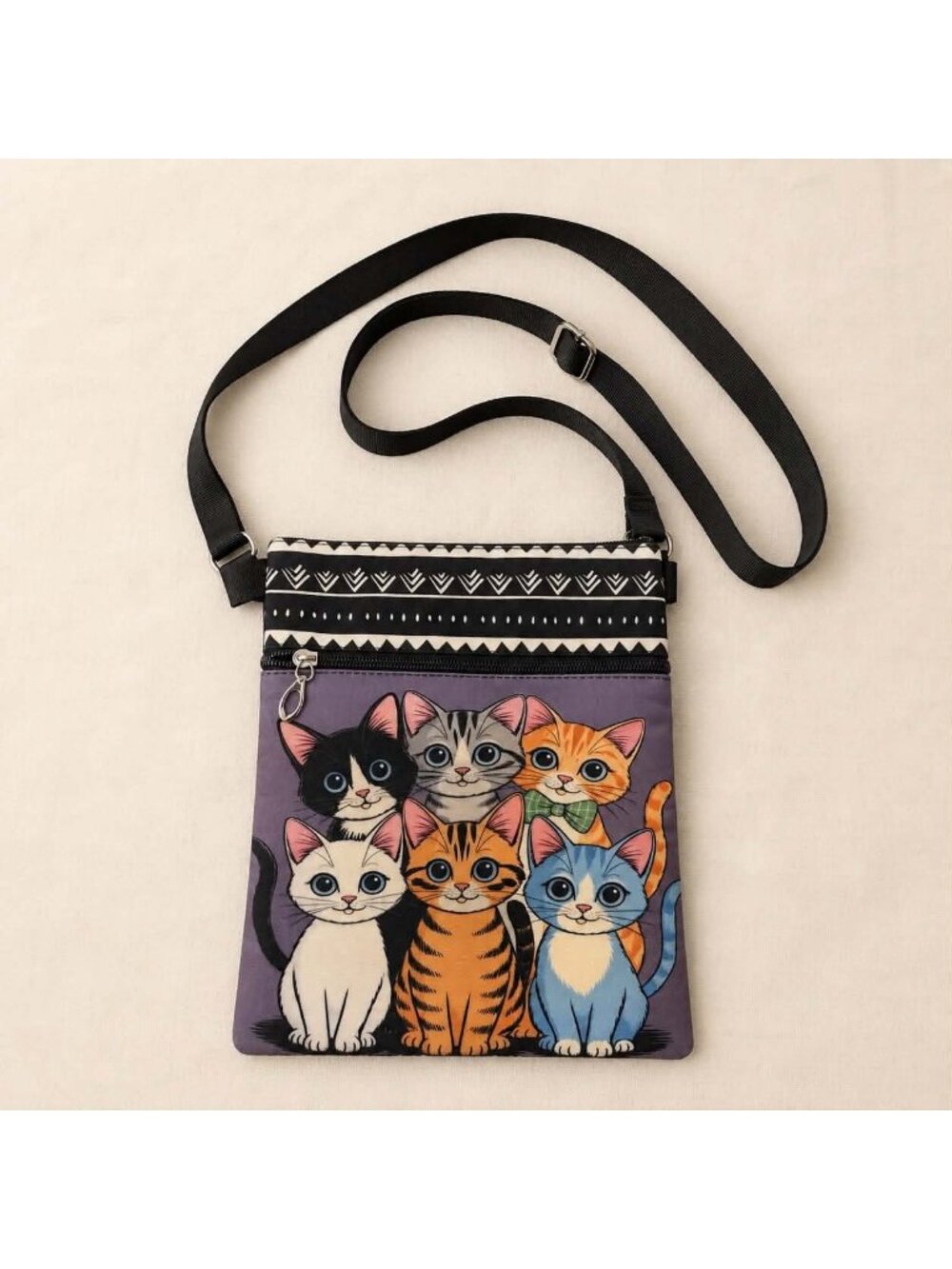 Colorful Six Cats Crossbody Phone Bag